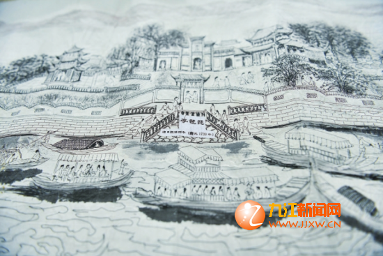 《浔阳江畔图》中表现的琵琶亭旧景。